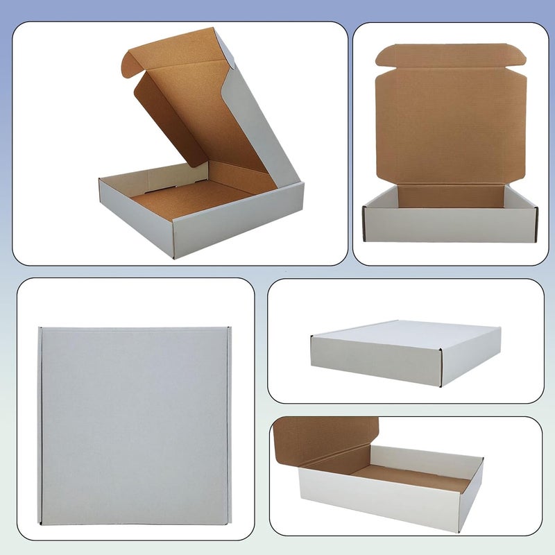 Livejun 10 x 10 x 2 inch Shipping Boxes Set of 25， White Corrugated Cardboard Box Mailer Boxes for Packaging Small Business Shipping，Mailing Boxes Bulk for Birthday Wedding Party Book Literature Gift Giving - Image 4
